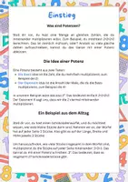 Vorschau - Stundenentwürfe - Mathematik: Potenzen Merktexte + Aufgaben + Lösungen - Seite 1
