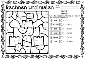 Vorschau - Arbeitsblätter - Rechen-Mal-Blätter - Division (Sommer) - Seite 1