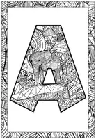 Vorschau - Mal- und Bastelvorlagen - Elefant Buchstaben, Zahlen und Satzzeichen Zentangle-Ausmalbilder - Seite 2