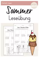 Vorschau - Arbeitsblätter - Leseübung: Lesen, Schneiden, Kleben (Sommer) - Deckblatt