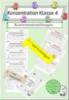Vorschau - Arbeitsblätter - Konzentrationstraining für die 4. Klasse, inkl. Lösungen - Deckblatt