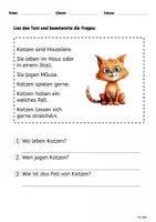 Vorschau - Arbeitsblätter - DAZ/DAF Leseverständnis_Haustiere - Seite 1