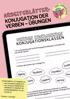 Vorschau - Arbeitsblätter - Konjugation der Verben: Präsens, Imperfekt, Perfekt, Plusquamperfekt, Futur I - Deckblatt