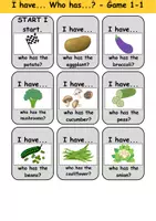 Vorschau - Arbeitsblätter - I have, who has? “vegetables” - Lesespiel Englisch (Ich habe, wer hat?) - Seite 1