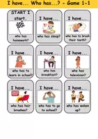 Vorschau - Arbeitsblätter - I have, who has? “Daily routine” - Lesespiel Englisch (Ich habe, wer hat?) - Seite 1