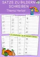 Vorschau - Arbeitsblätter - Herbst, Sätze zu Bildern schreiben, freies und kreatives Schreiben - Deckblatt