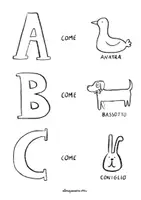 anteprima - Esercizi - Alfabetiere o abbecedario degli animali, impara le lettere! - Pagina 1