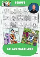 Vorschau - Mal- und Bastelvorlagen - Sachunterricht: 50 Ausmalbilder für Grundschüler zum Thema Berufe - Deckblatt