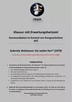 Vorschau - Unterrichtsreihen - Kurzgeschichten + Kommunikation (EF): Klausur Ein netter Kerl - Deckblatt