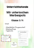 Vorschau - Arbeitsblätter - Unterrichtsstunde Thema Werbung - Werbespots untersuchen - Deckblatt
