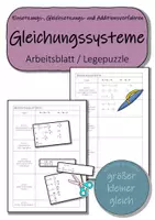 Vorschau - Arbeitsblätter - Lineare Gleichungssysteme - Arbeitsblatt / Legepuzzle - Deckblatt