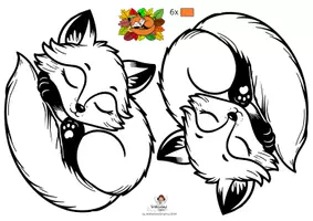 Vorschau - Mal- und Bastelvorlagen - Schlafender Fuchs im Laub malen und basteln - Seite 2
