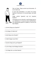 Vorschau - Arbeitsblätter - Entscheidungsfragen: Leseverstehen Diego (DaZ/DaF) - besonders geeignet für Erwachsene (A1) - Deckblatt
