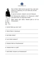 Vorschau - Arbeitsblätter - Entscheidungsfragen: Leseverstehen Malik (DaZ/DaF) - besonders geeignet für Erwachsene (A1) - Deckblatt