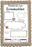 Vorschau - Arbeitsblätter - Erntedank Religion Grundschule Steckbrief Klasse 2-6 - Seite 1