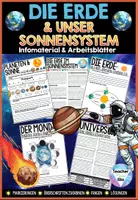 Vorschau - Unterrichtsreihen - Die Erde im Sonnensystem Infomaterial & Arbeitsblätter - Planeten, Sterne, Tag und Nacht uvm. - Deckblatt