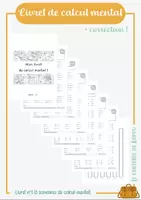 Aperçu - Préparation de séquence / Séquence complète - Livret de calcul mental avec correction - Page de couverture