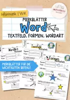 Vorschau - Unterrichtsreihen - Word Formen, WordArt & Textfelder | Merkblätter mit Lösungen | Informatik - Deckblatt