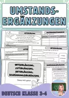 Vorschau - Arbeitsblätter - Umstandsbestimmungen Heft - Zeitergänzung, Ortsergänzung, Artergänzung, Begründungsergänzung - Deckblatt