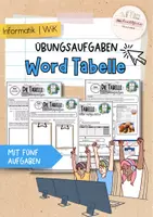 Vorschau - Arbeitsblätter - Übungsaufgaben Tabelle in Word | Informatik - Deckblatt
