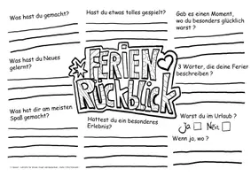Vorschau - Arbeitsblätter - Ferienrückblick - Deckblatt