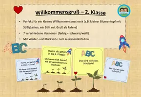 Vorschau - Mal- und Bastelvorlagen - Willkommensgruß zum Schuljahresanfang (Klasse 2) - Seite 1
