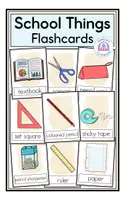 Vorschau - Bildkarten - School Things - Picture & Word Cards - Deckblatt