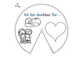 Vorschau - Arbeitsblätter - Ethik Dankbarkeit Klasse 1 und 2 – Drehscheibe basteln - Seite 1