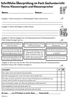 Vorschau - Test - Regeln und Klassensprecher: Schriftliche Überprüfung im Sachunterricht, Test Schulanfang - Seite 1