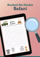 Vorschau - Spiele - Suchsel für Kinder: Safari - Deckblatt