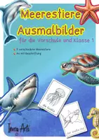 Vorschau - Mal- und Bastelvorlagen - 9 beschriftete Meerestier-Ausmalbilder - Deckblatt
