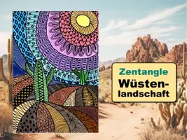 Vorschau - Stundenentwürfe - Kunstprojekt „Zentangle Wüstenlandschaft“ – Deckfarben & Muster Schritt für Schritt - Seite 1