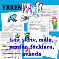 förhandsvisning - Yrken – 30 sidor Läs, skriv, måla, jämför, förklara, avkoda - försättsblad