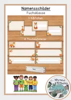 Vorschau - Mal- und Bastelvorlagen - Namensschilder - Fuchsklasse - Deckblatt