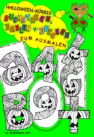 Vorschau - Mal- und Bastelvorlagen - Kürbis-Halloween Buchstaben, Zahlen und Satzzeichen Zentangle-Ausmalbilder - Deckblatt