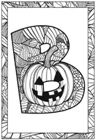 Vorschau - Mal- und Bastelvorlagen - Kürbis-Halloween Buchstaben, Zahlen und Satzzeichen Zentangle-Ausmalbilder - Seite 3
