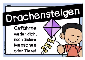Vorschau - Präsentationen/Tafelbilder - Belehrung: Gefahren beim Drachensteigen (Drachen steigen lassen) - Seite 1