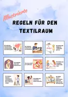 Vorschau - Poster - Illustrierte Regeln für den Textilraum // Textile Gestaltung / Textiles Werken - Deckblatt