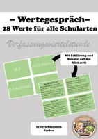 Vorschau - Unterrichtsreihen - Wissenskartei Werte - Verfassungsviertelstunde - Deckblatt