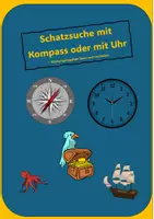 Vorschau - Spiele - Uhr und Kompass Schatzsuche - Orientierung im Raum: Lesen von Uhrzeiten bzw. kennen der Himmelsrichtungen - Deckblatt