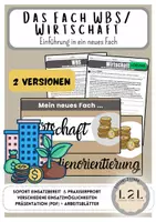 Vorschau - Arbeitsblätter - Einführung in das Fach WBS / Einführung in das Fach Wirtschaft - Deckblatt