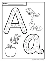Aperçu - Feuilles d'exercices - Anglais: Tracé de l'alphabet et coloriage - Page 1