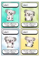 Vorschau - Bildkarten - Begrüßungskärtchen - Koala für die Koalaklasse - Willkommensgruß - Seite 1