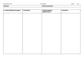 Vorschau - Fördermaterial/Inklusion - Förderplan KM, Förderplanvorlage - Seite 1