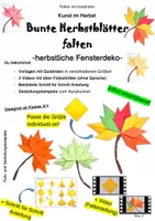 Vorschau - Mal- und Bastelvorlagen - Kunst im Herbst: Bunte Herbstblätter aus Quadraten falten (Fensterdeko) - Deckblatt