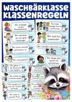 Vorschau - Poster - Klassenregeln Waschbärklasse Klassentier Waschbär - Deckblatt