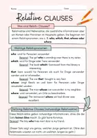Vorschau - Arbeitsblätter - Relative Clauses: Erklärung,Übungen und Lösungen! - Deckblatt