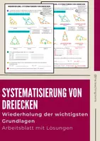 Vorschau - Arbeitsblätter - Wiederholung zum Systematisieren von Dreiecken - Deckblatt