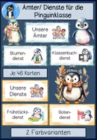 Vorschau - Merkblätter - Dienste Pinguinklasse | Klassendienste & Ämter | Klassentier Pinguin | Grundschule | Klassenorganisation 🐧 - Deckblatt