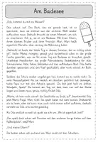 Vorschau - Arbeitsblätter - Leseübungen zum sinnentnehmenden Lesen: Am Badesee - Seite 1